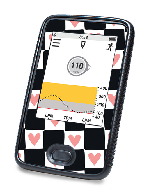 Checkered Hearts DEXCOM G6 Touchscreen Receiver - Pump Peelz