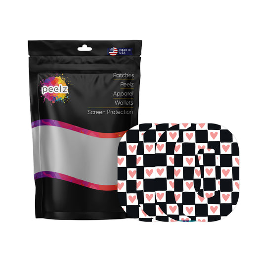 Checkered Hearts Patch+ Tape Designed for the DEXCOM G6 - Pump Peelz