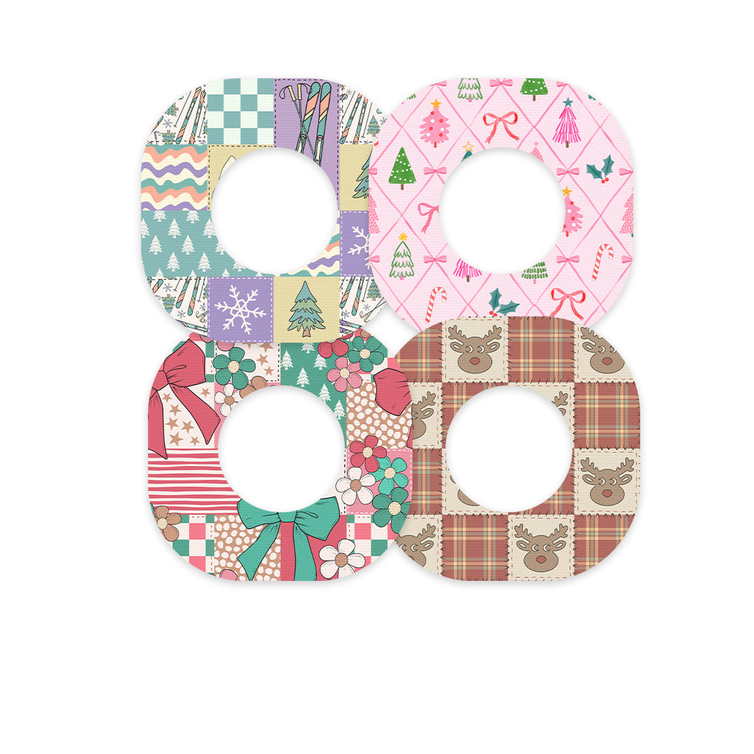Holiday Patchwork Variety Dexcom G7 and Stelo Patch Tape - Pump Peelz
