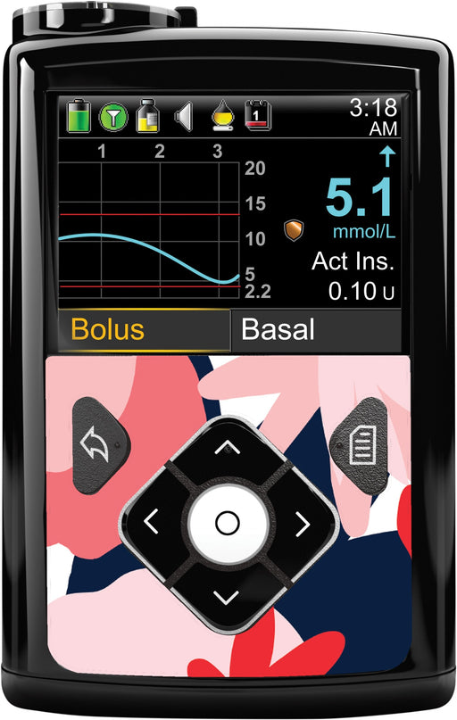 Abstract Flower Sticker For Medtronic Minimed 670G Insulin Pump Whole System Peelz (Front Back +