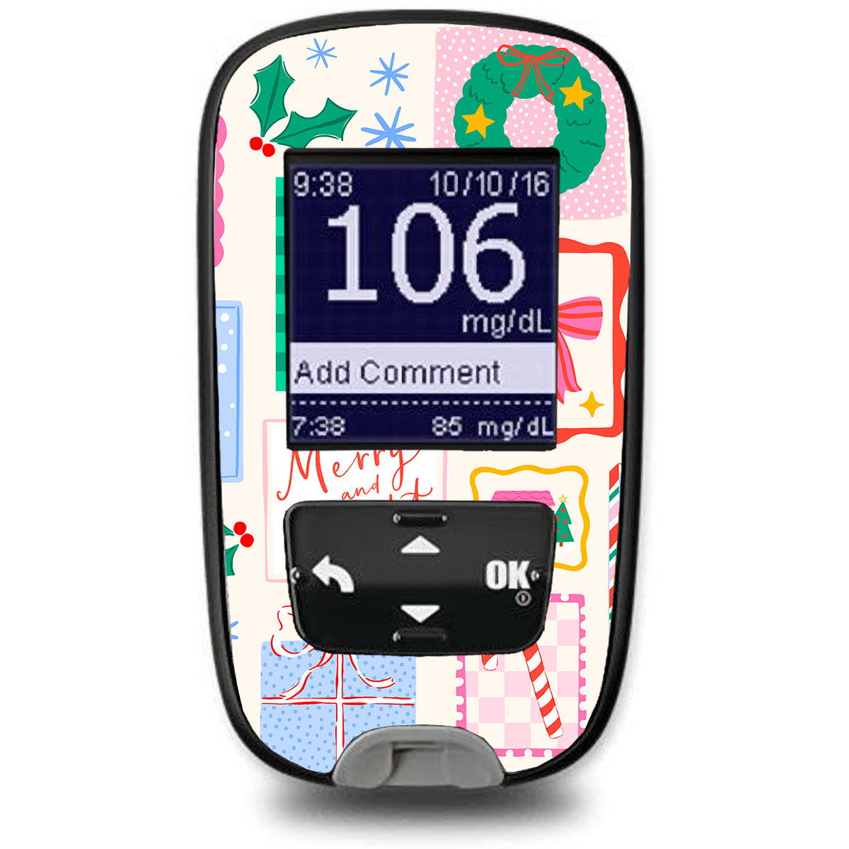 Holiday Greetings Accu-Chek Guide Glucometer Sticker - Pump Peelz