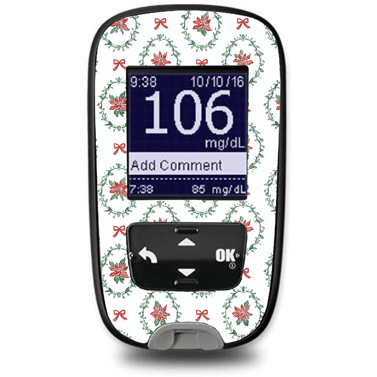 Poinsettia Parade Accu-Chek Guide Glucometer Sticker - Pump Peelz