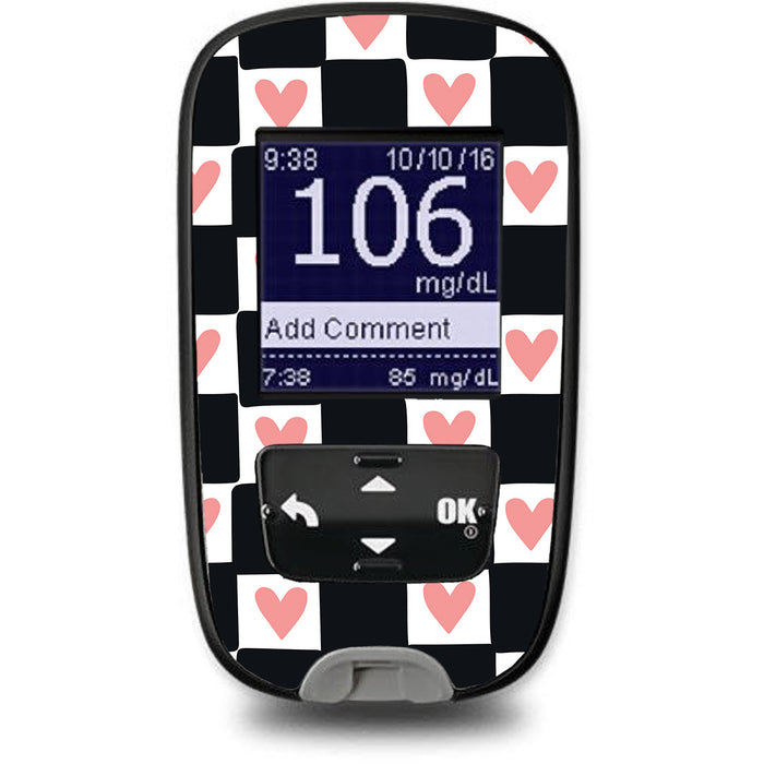Checkered Hearts Sticker for the Accu-Chek Guide Glucometer - Pump Peelz