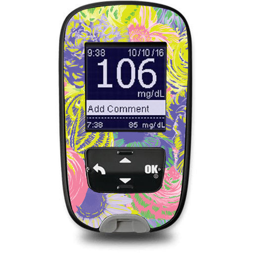 Neon Floral Sticker for the Accu-Chek Guide Glucometer - Pump Peelz