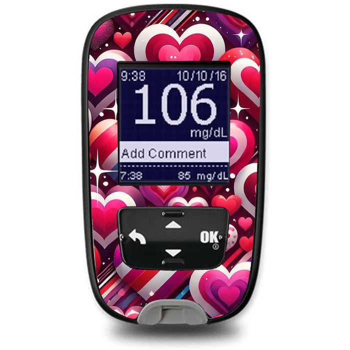 Sparkly Hearts Sticker for the Accu-Chek Guide Glucometer