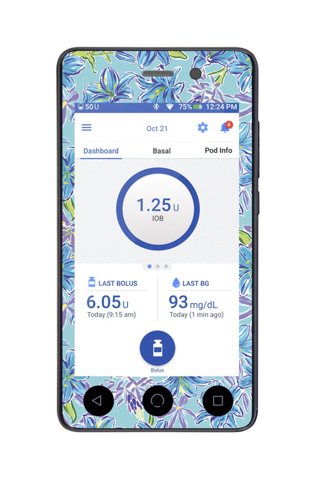 Azul Flowers Omnipod Dash Peelz For Pdm