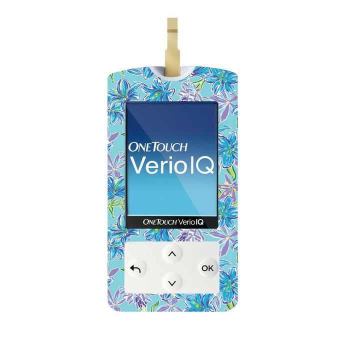 Azul Flowers For Onetouch Verio Iq Glucometer Peelz Verioiq