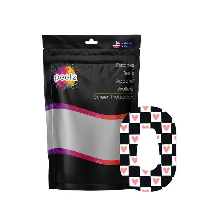 Checkered Hearts Patch Pro Tape Designed for the DEXCOM G6-Pump Peelz