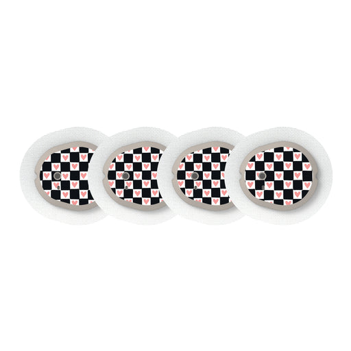 Checkered Hearts Sticker Designed for the DEXCOM G7 and Stelo Transmitter-Pump Peelz