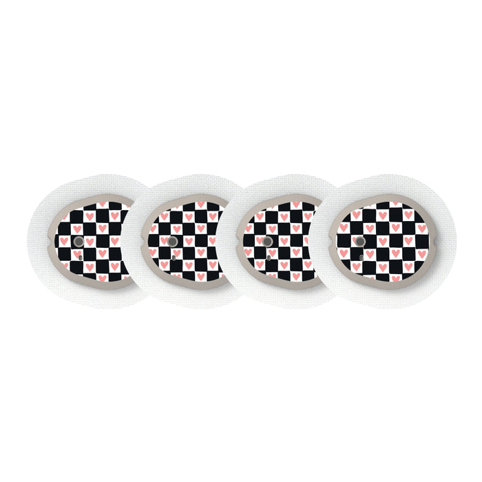 Checkered Hearts Sticker Designed for the DEXCOM G7 and Stelo Transmitter-Pump Peelz