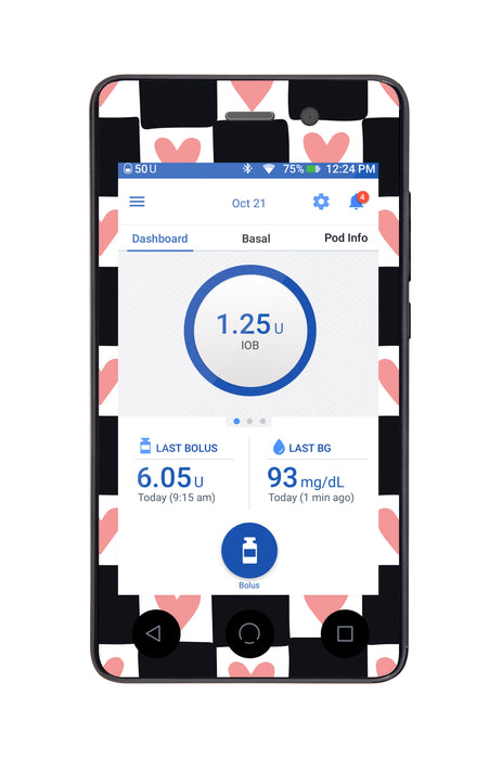 Checkered Hearts for Omnipod DASH™-Pump Peelz