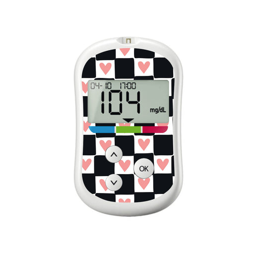 Checkered Hearts for OneTouch Verio Flex Glucometer-Pump Peelz