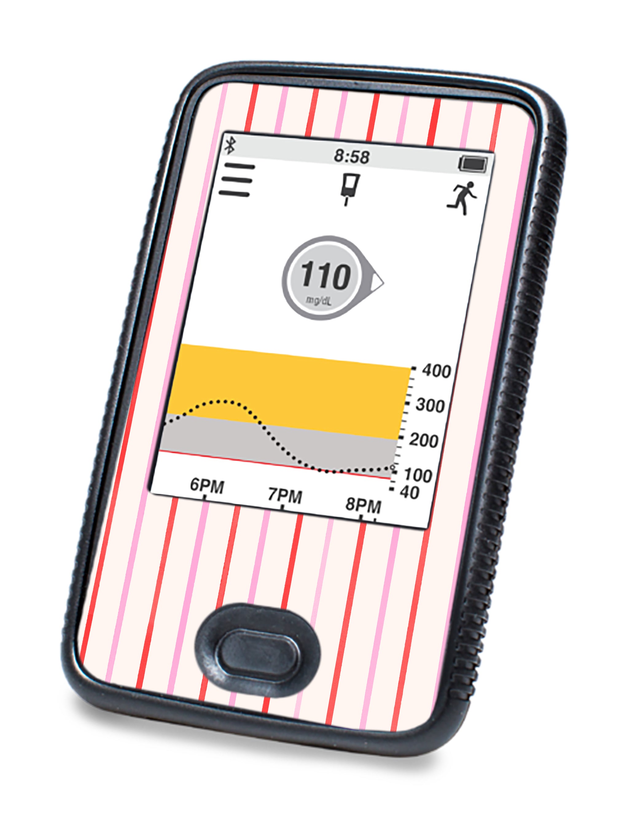 Peppermint Stripes Dexcom G6 Touchscreen Receiver Sticker - Pump Peelz