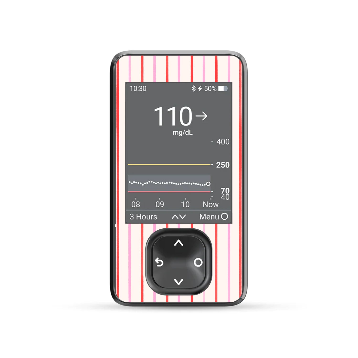 Peppermint Stripes Dexcom G7 and G6 Touchscreen Receiver Sticker - Pump Peelz