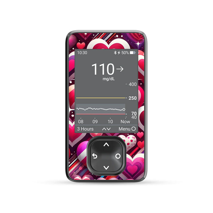 Sparkly Hearts DEXCOM G7 and G6 Touchscreen Receiver Sticker