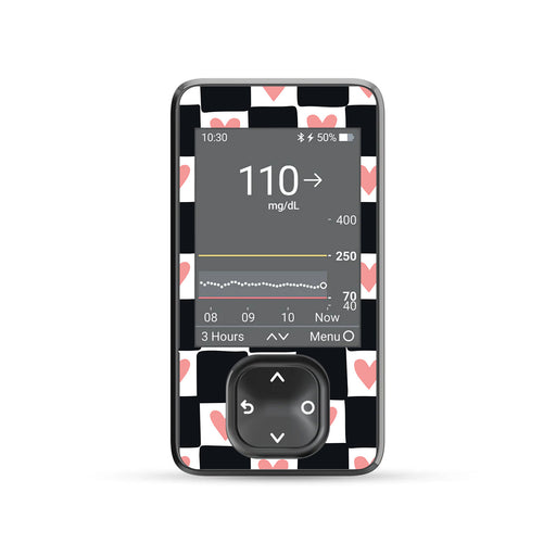 Checkered Hearts DEXCOM G7 Touchscreen Receiver - Pump Peelz