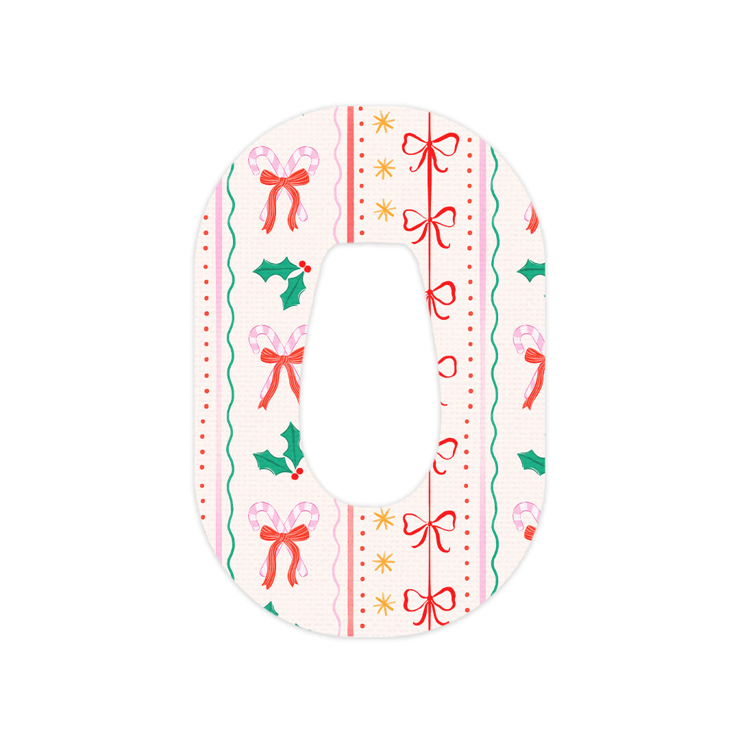 Holly Jolly Ribbon Dexcom G6 Patch Tape - Pump Peelz