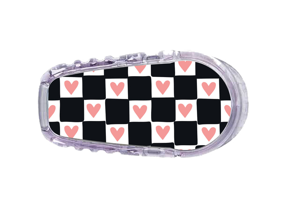 Checkered Hearts Dexcom G6 Transmitter Sticker - Pump Peelz
