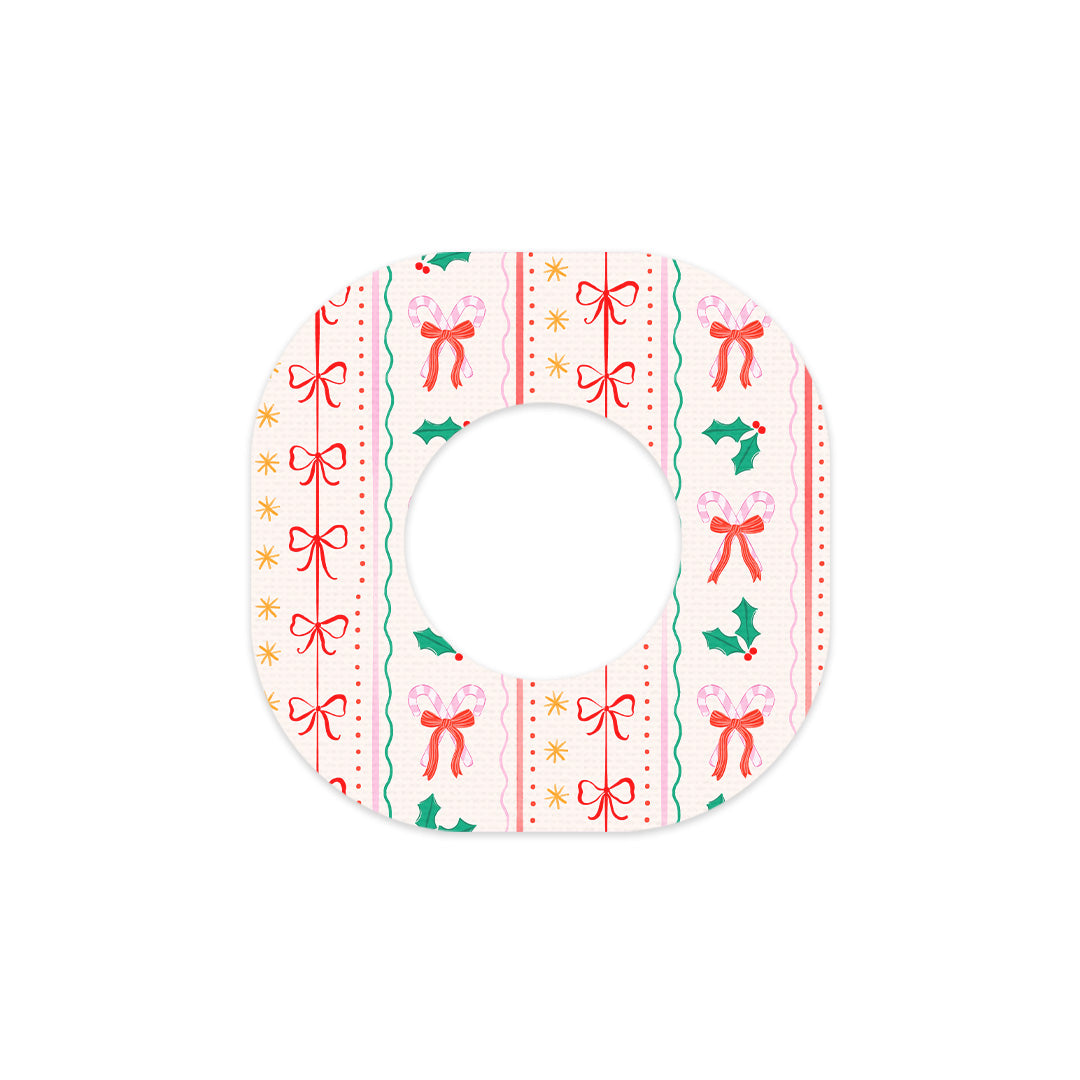 Holly Jolly Ribbon Dexcom G7 and Stelo Patch Tape - Pump Peelz
