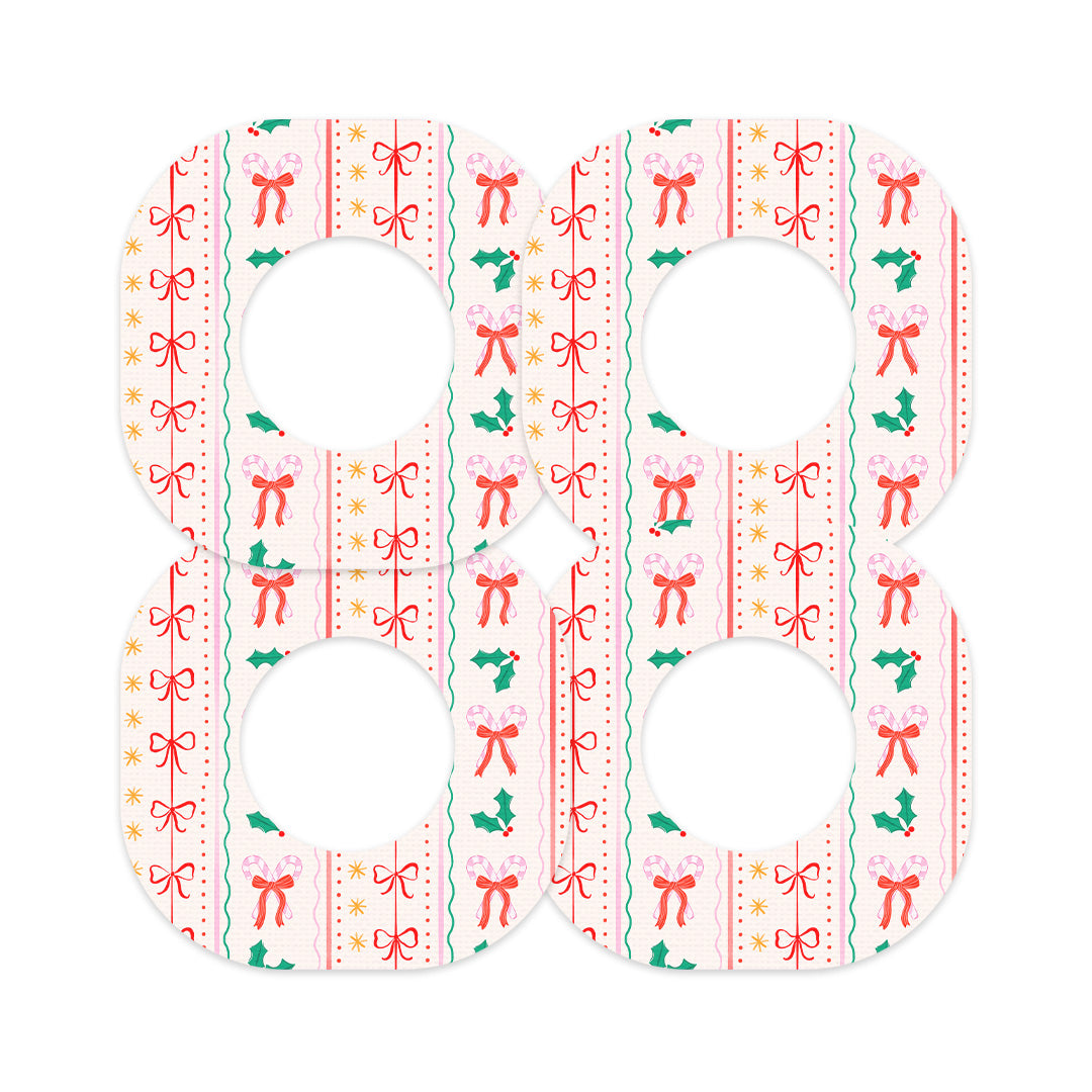 Holly Jolly Ribbon Dexcom G7 and Stelo Patch Tape - Pump Peelz