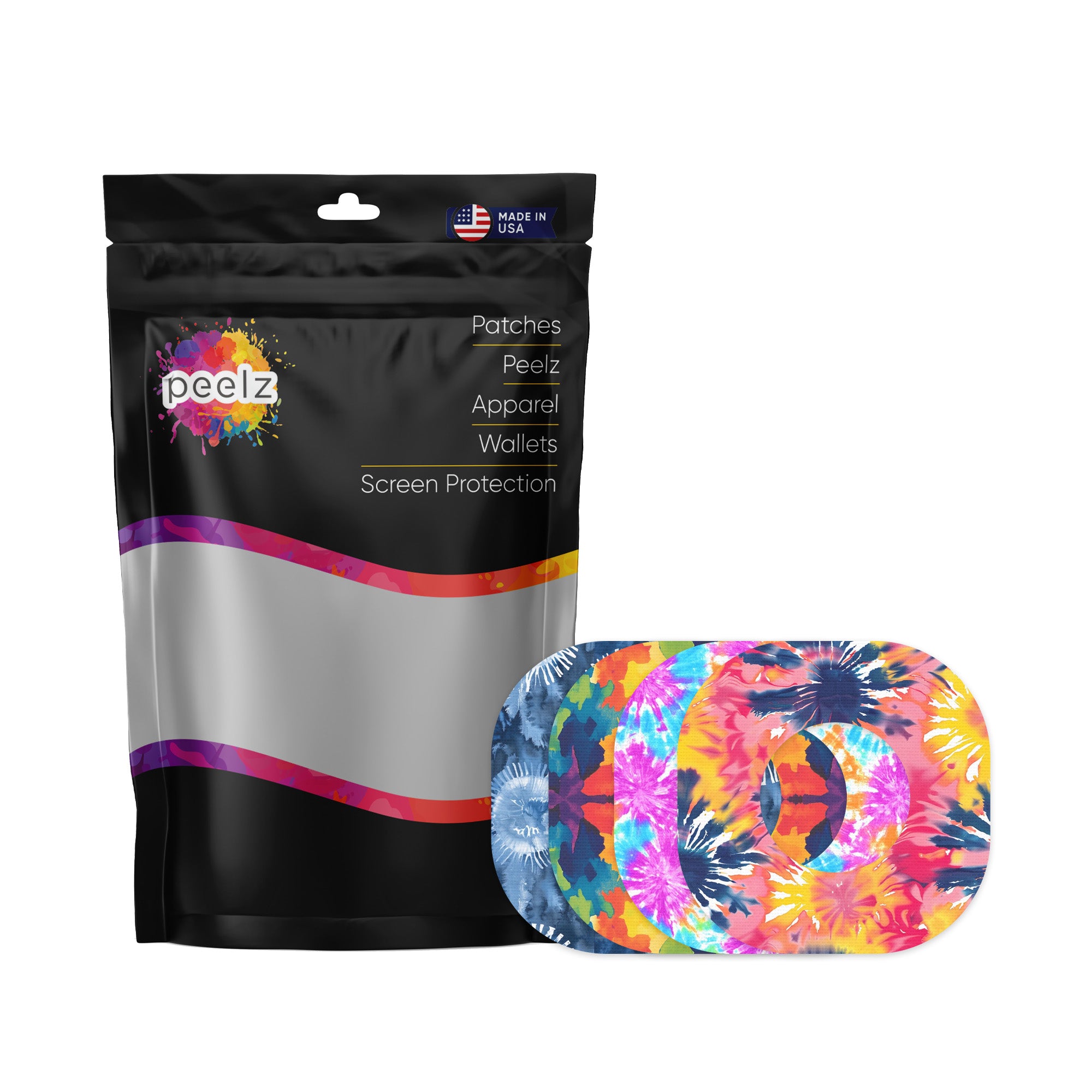 Tie Dye Variety Pack Dexcom G7 and Stelo Patch Tape - Pump Peelz