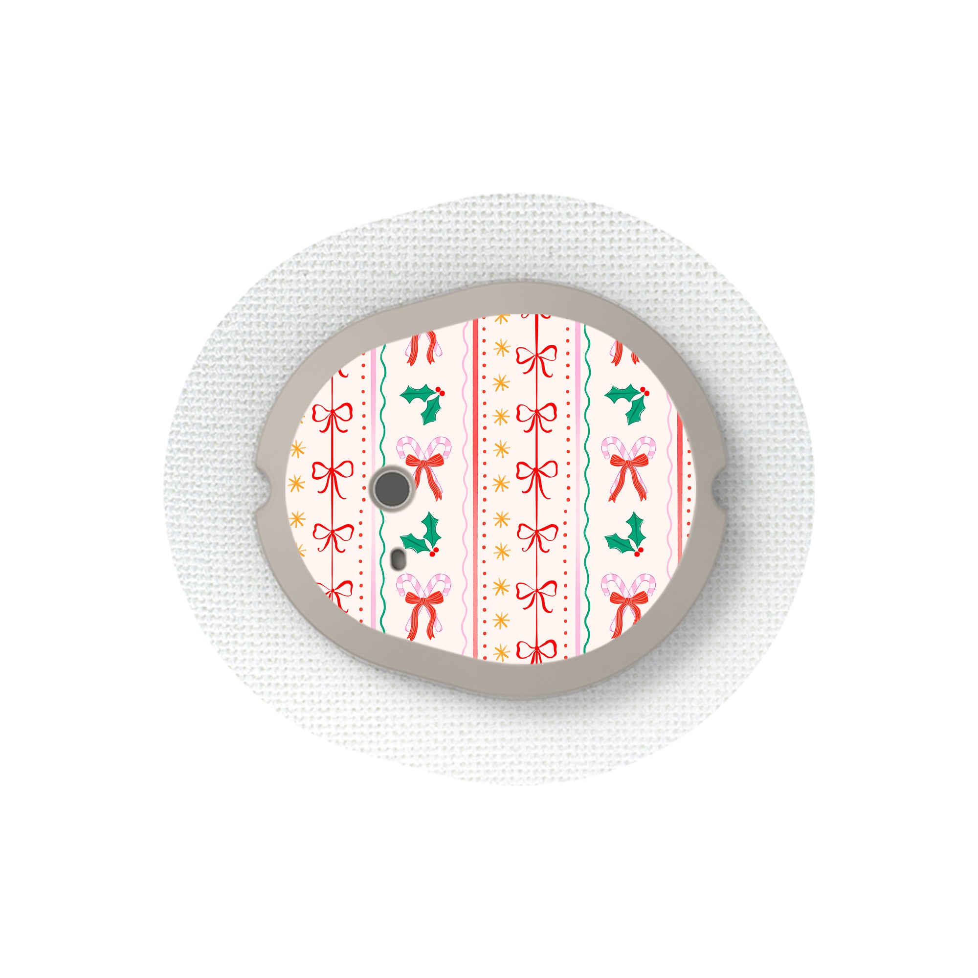 Holly Jolly Ribbon Dexcom G7 and Stelo Transmitter Sticker - Pump Peelz