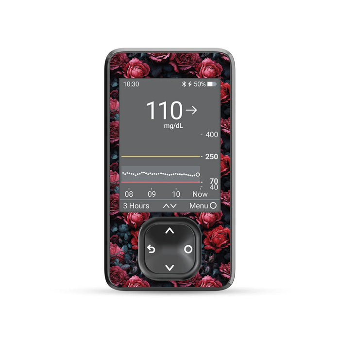 Gothic Roses DEXCOM G7 and Stelo and G6 Touchscreen Receiver Sticker-Pump Peelz