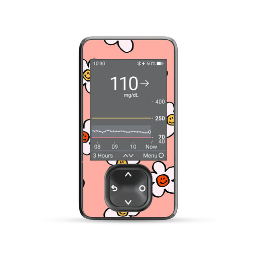 Happy Flowers DEXCOM G7 and Stelo and G6 Touchscreen Receiver Sticker-Pump Peelz