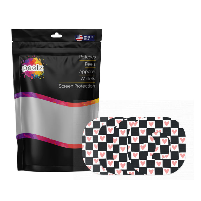 Checkered Hearts Patch Pro Tape Designed for the DEXCOM G7 - Pump Peelz