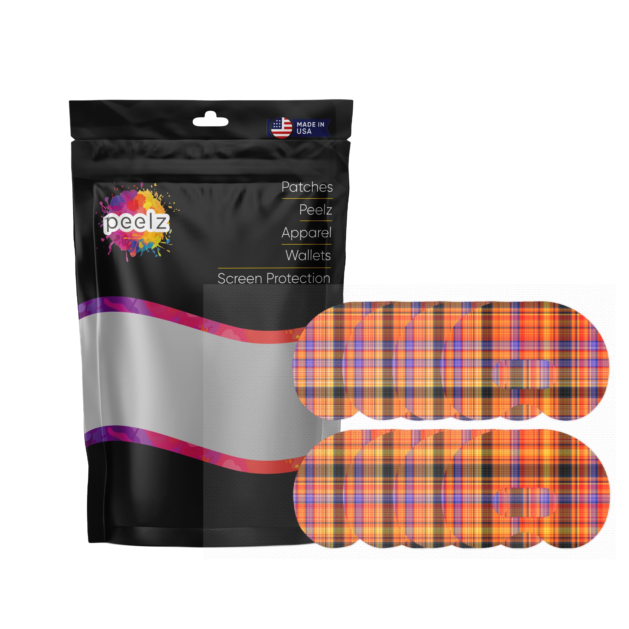Pumpkin Plaid Medtronic Guardian Connect Patch Tape - Pump Peelz