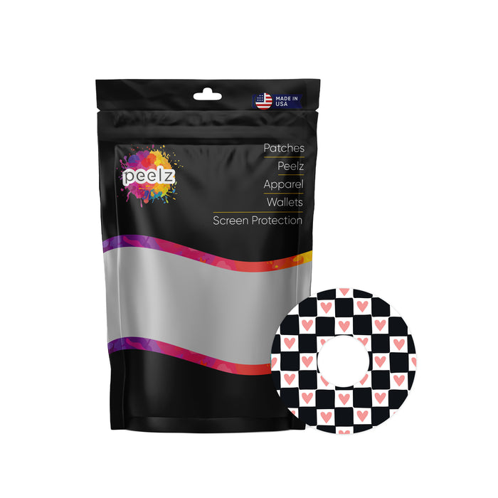 Checkered Hearts Patch Pro Tape Designed for the FreeStyle Libre 3 - Pump Peelz