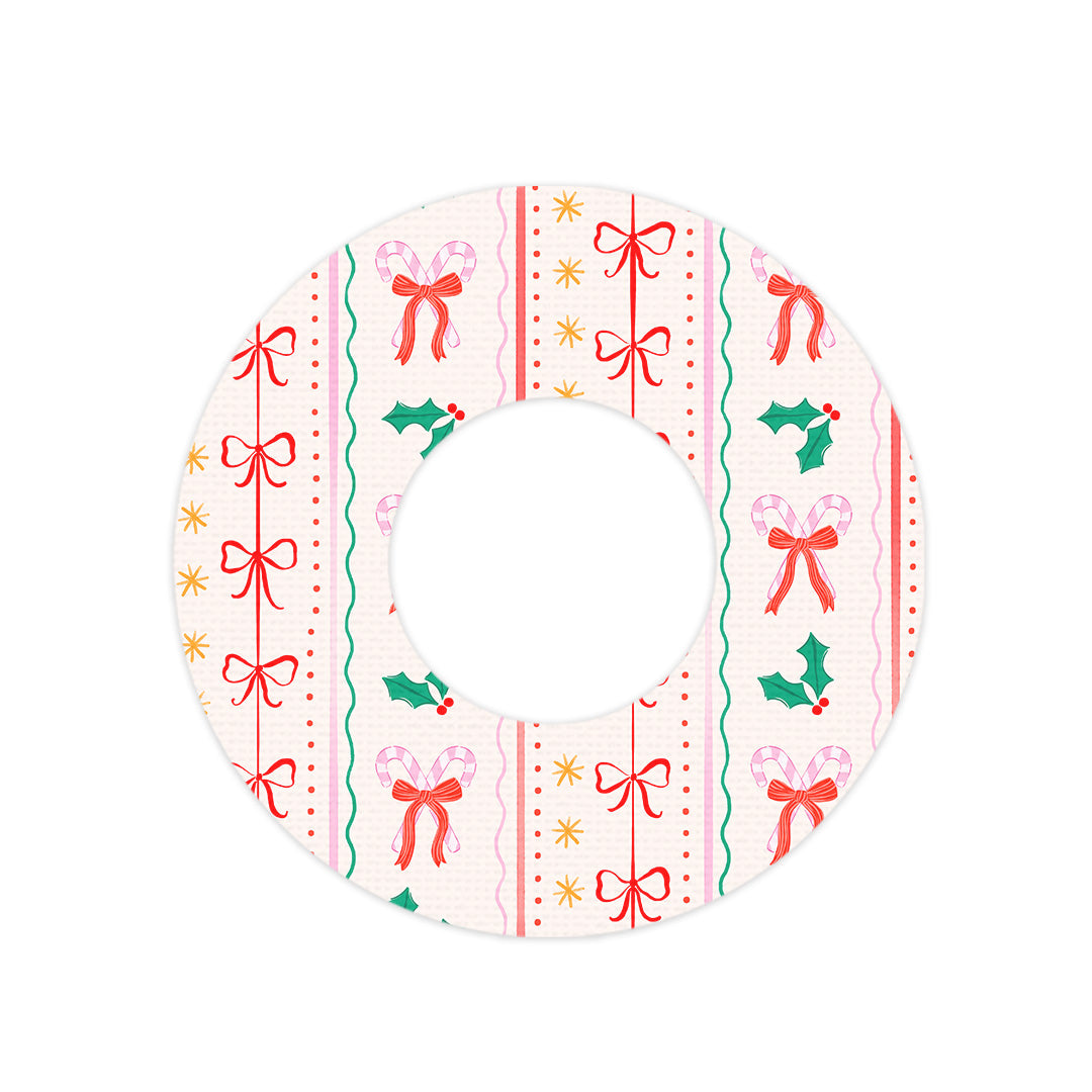 Holly Jolly Ribbon Freestyle Libre 2 Patch Tape - Pump Peelz