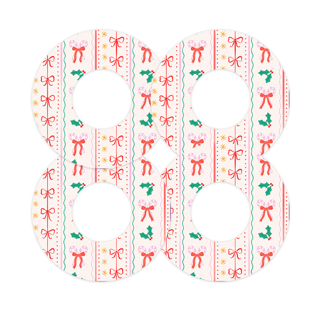 Holly Jolly Ribbon Freestyle Libre 2 Patch Tape - Pump Peelz