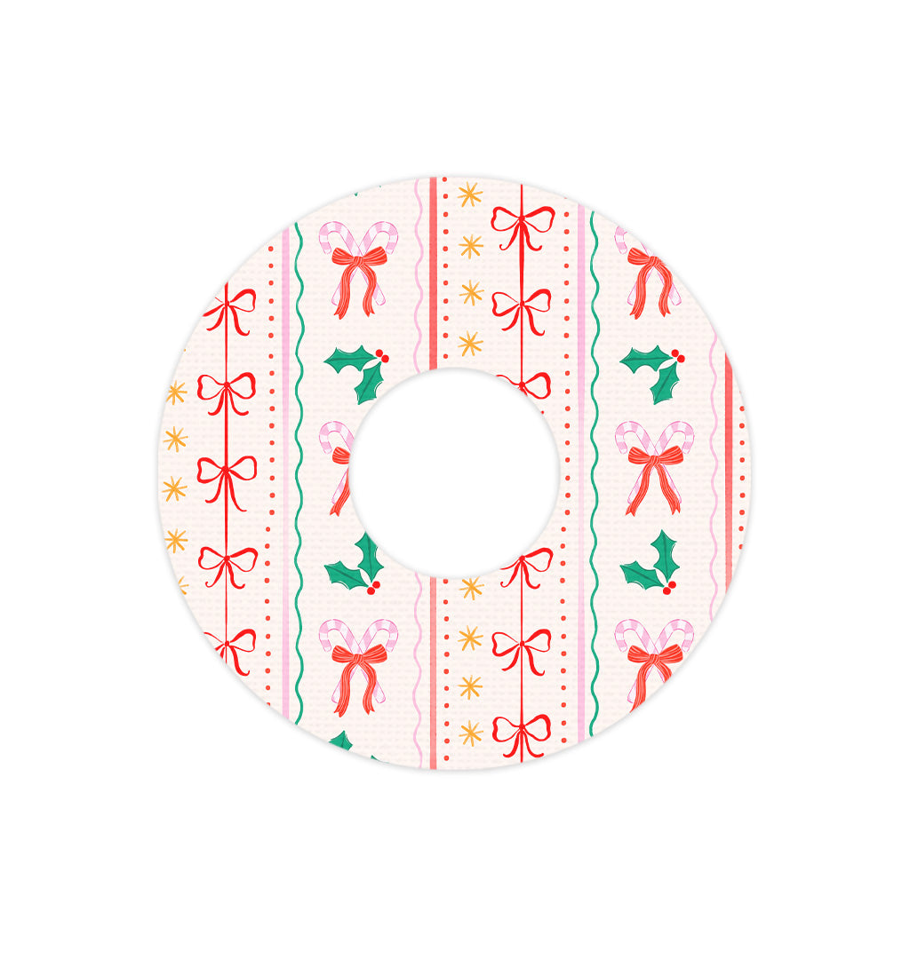 Holly Jolly Ribbon FreeStyle Libre 3 Patch Tape - Pump Peelz