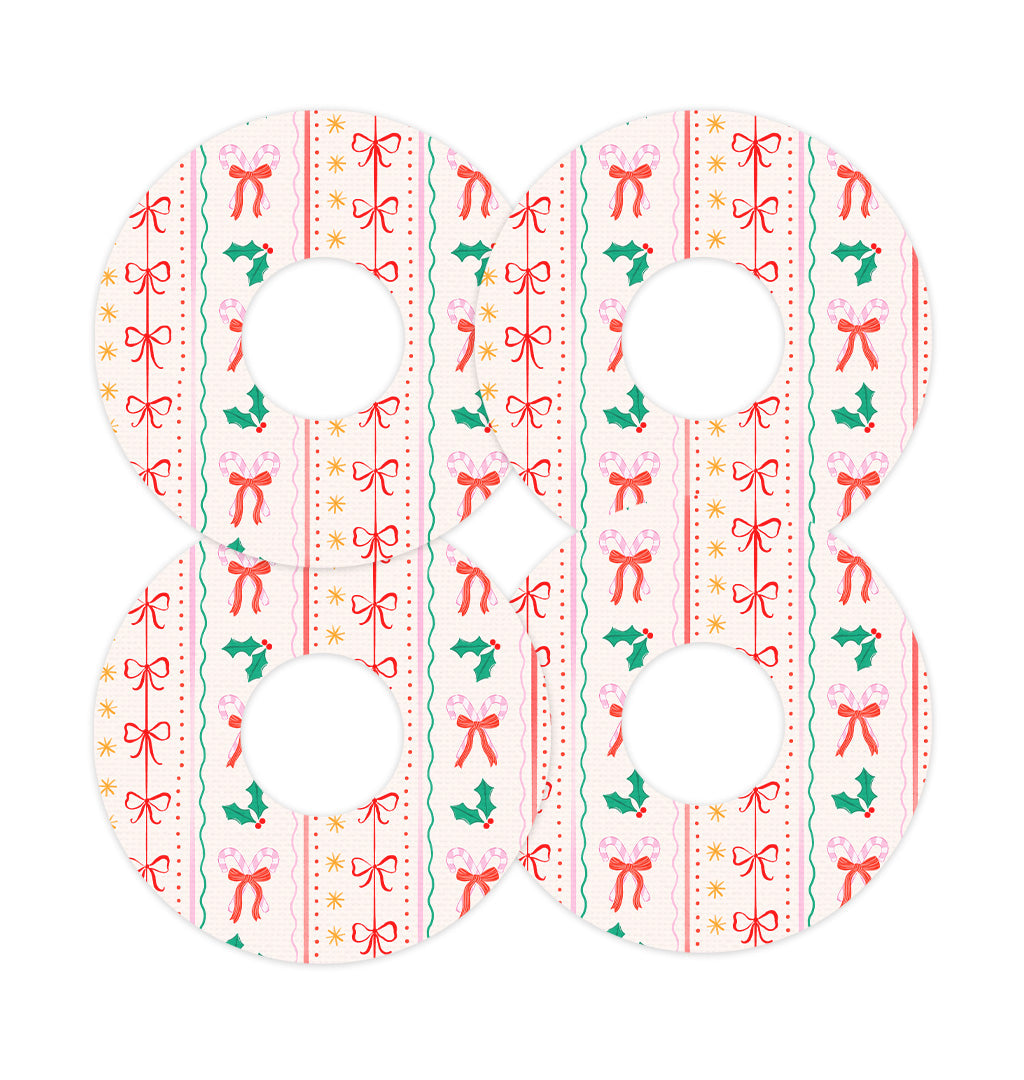 Holly Jolly Ribbon FreeStyle Libre 3 Patch Tape - Pump Peelz