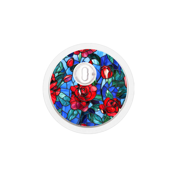 Crimson Blooms Sticker Designed for the FreeStyle Libre 3 Sensor