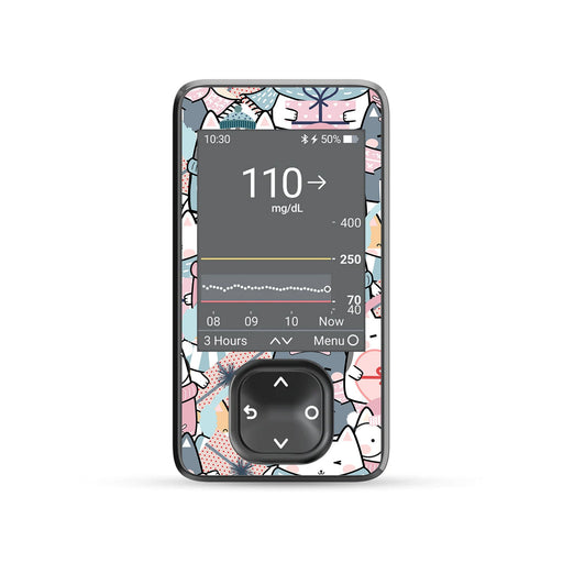 Meowy Christmas DEXCOM G7 and Stelo and G6 Touchscreen Receiver Sticker-Pump Peelz