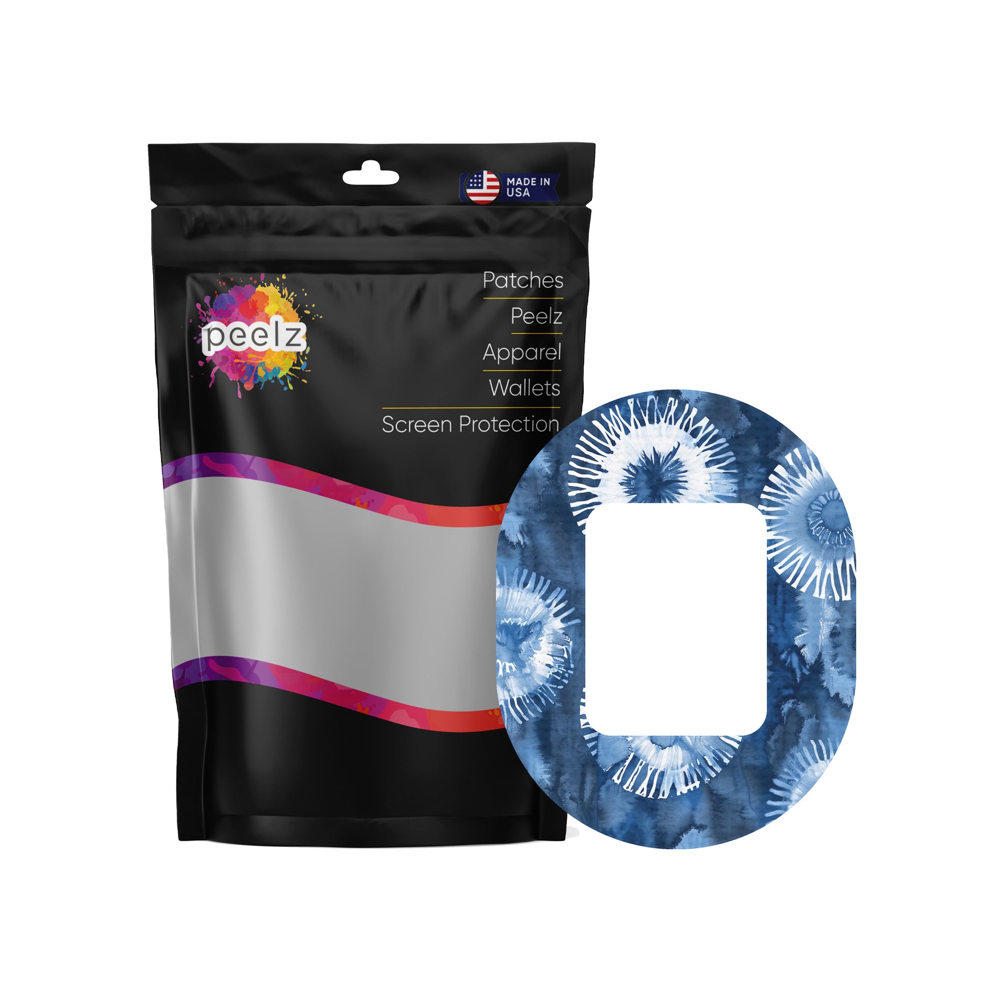 Monochrome Blue Tie Dye Tandem Mobi Decorative Patch Tape - Pump Peelz