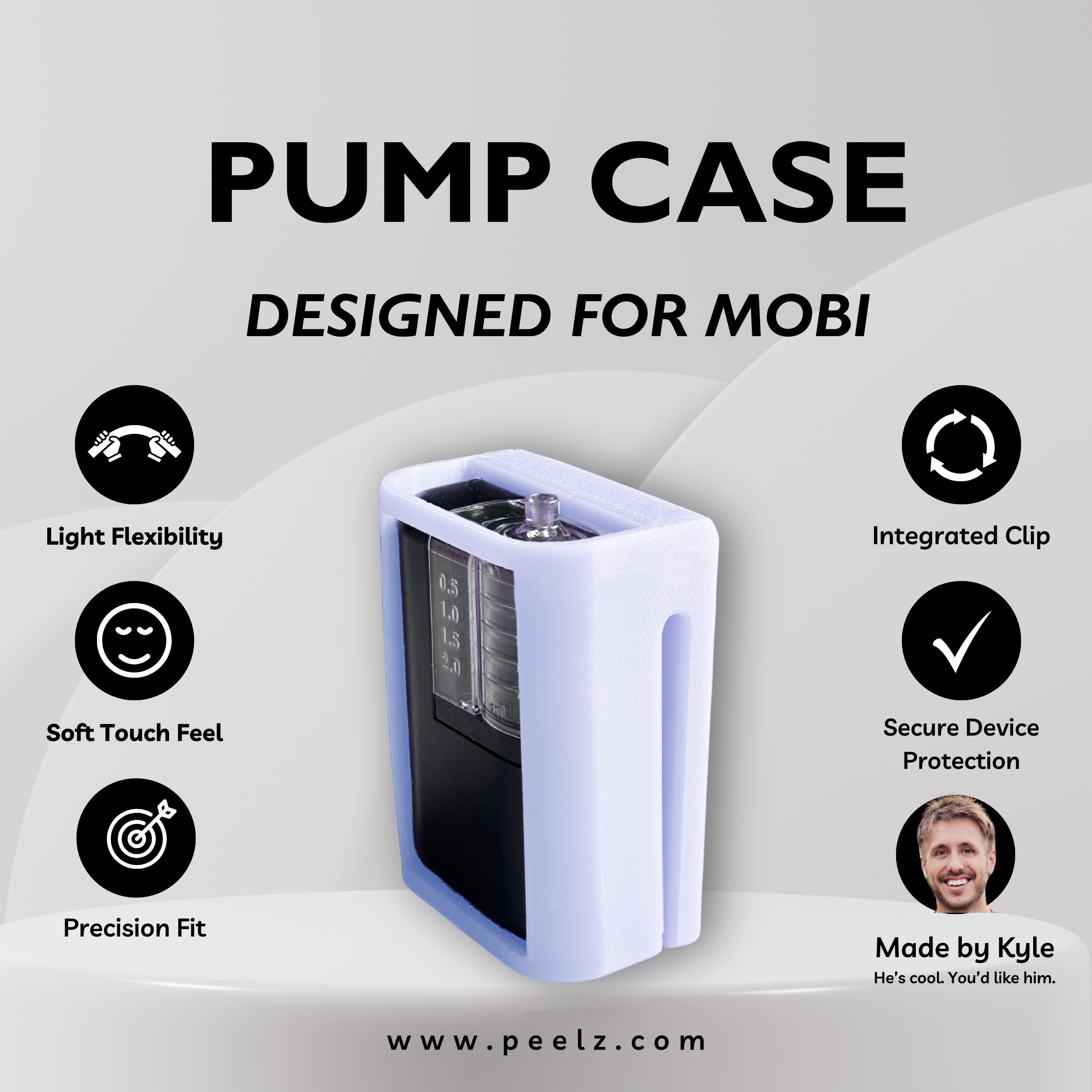 Tandem Mobi Insulin Pump Case – Soft-Touch, Flexible Solid Colors by Pump Peelz