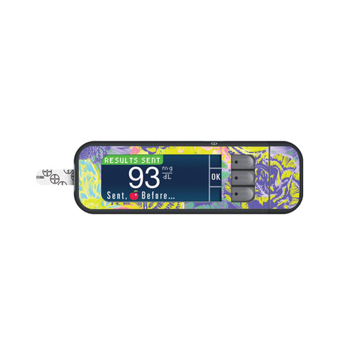 Neon Floral Sticker for Bayer Contour Next Glucometer-Pump Peelz