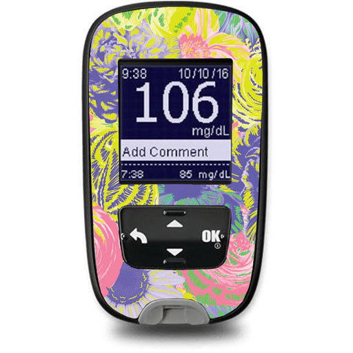 Neon Floral Sticker for the Accu-Chek Guide Glucometer-Pump Peelz