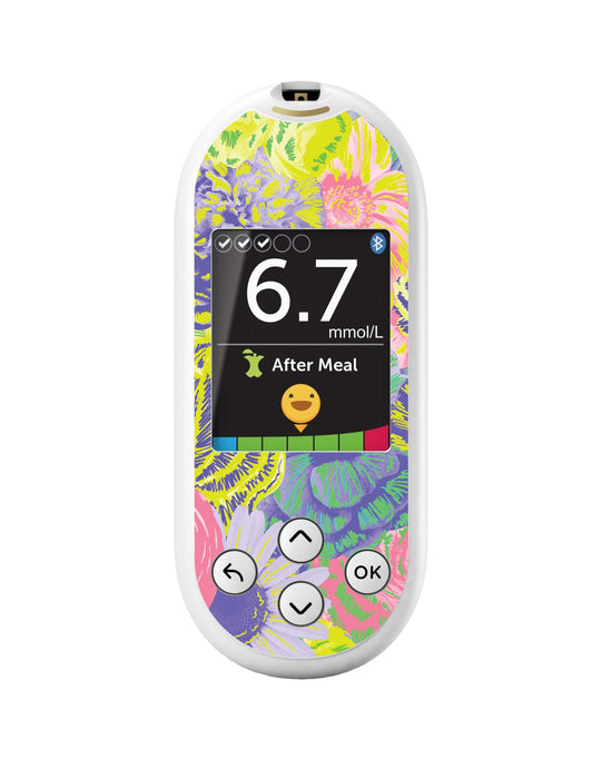 Neon Floral for OneTouch Verio Reflect Glucometer-Pump Peelz