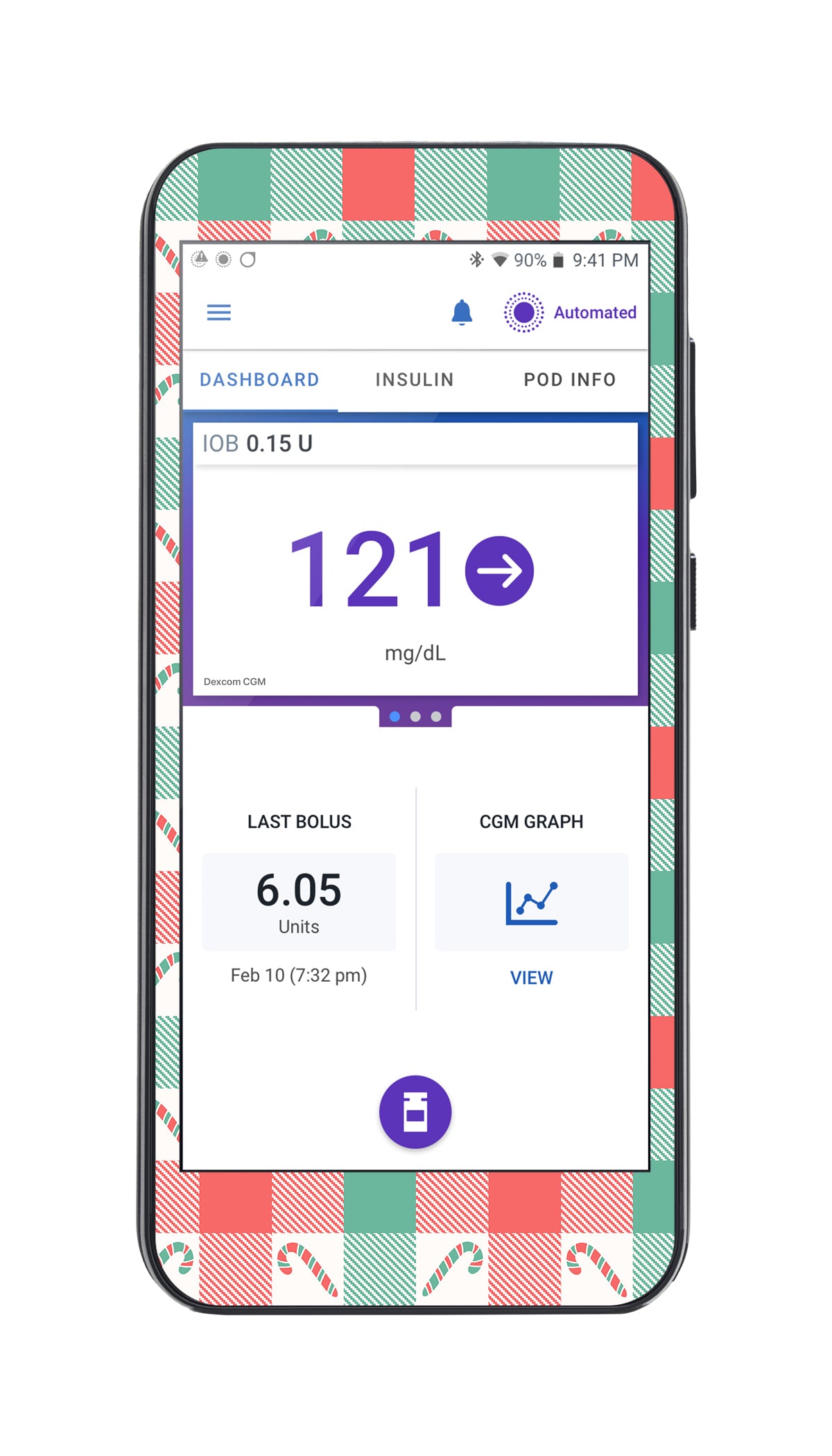 Peppermint Plaid Sticker for Omnipod® 5 Controller – Pump Peelz