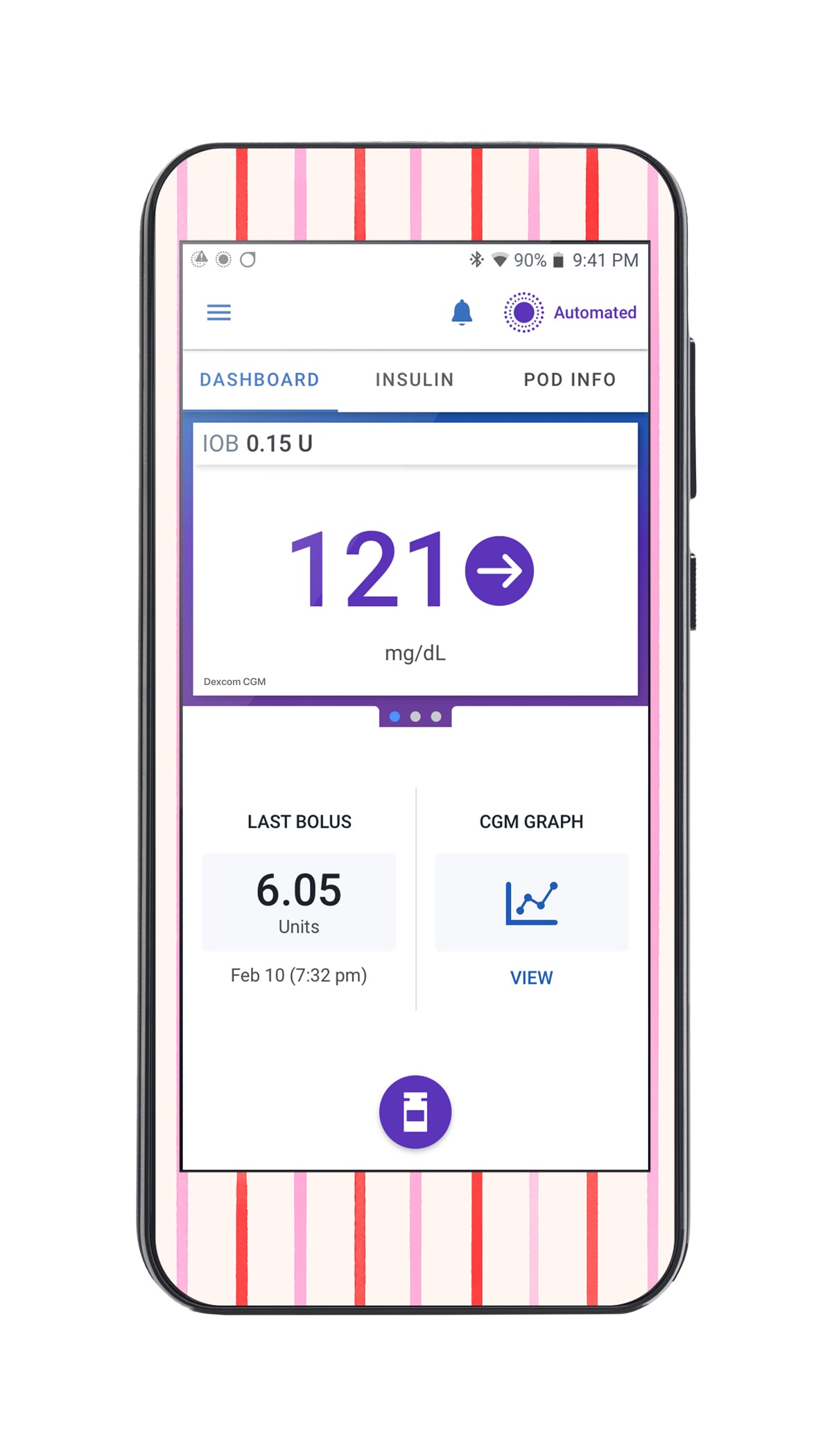 Peppermint Stripes Sticker for Omnipod® 5 Controller – Pump Peelz