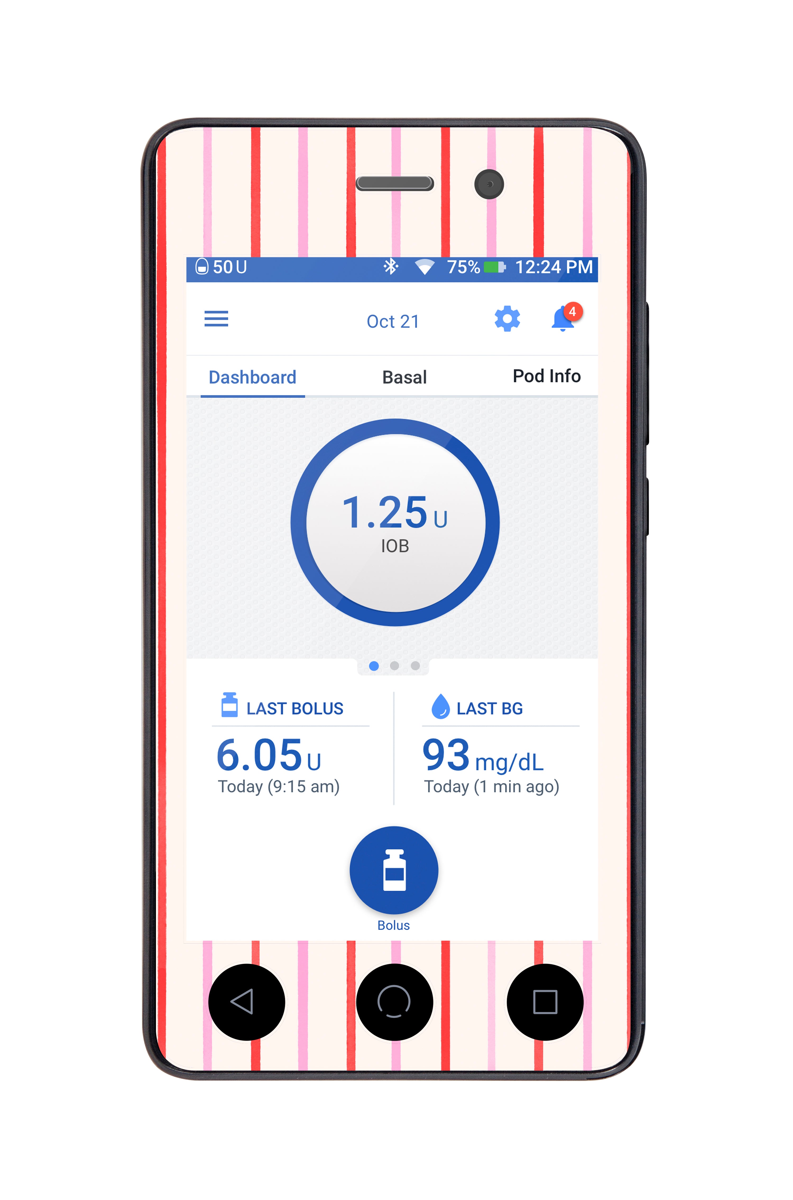 Peppermint Stripes Sticker for Omnipod DASH® PDM – Pump Peelz