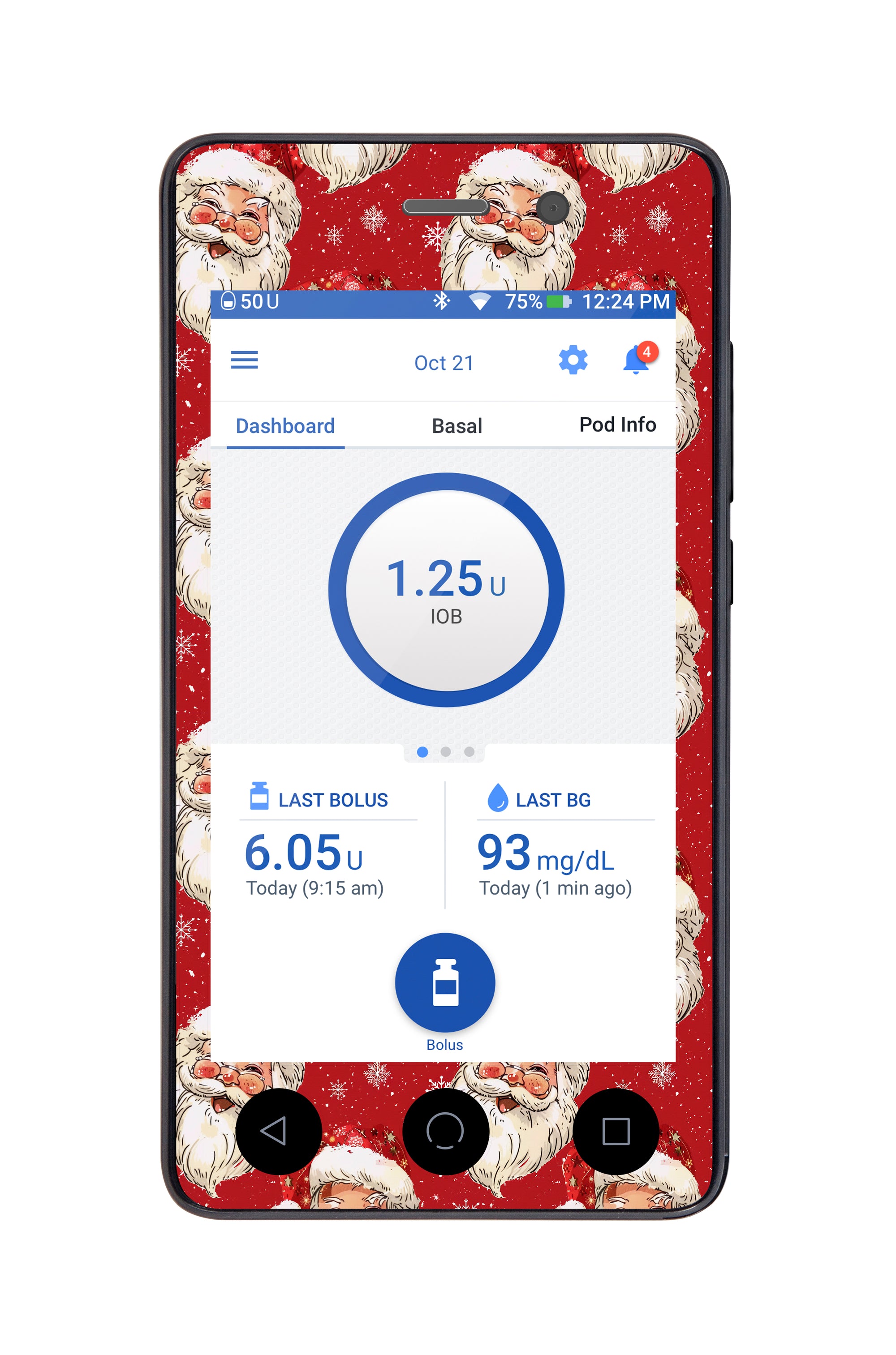 Jolly Old Saint Nick Sticker for Omnipod DASH® PDM – Pump Peelz