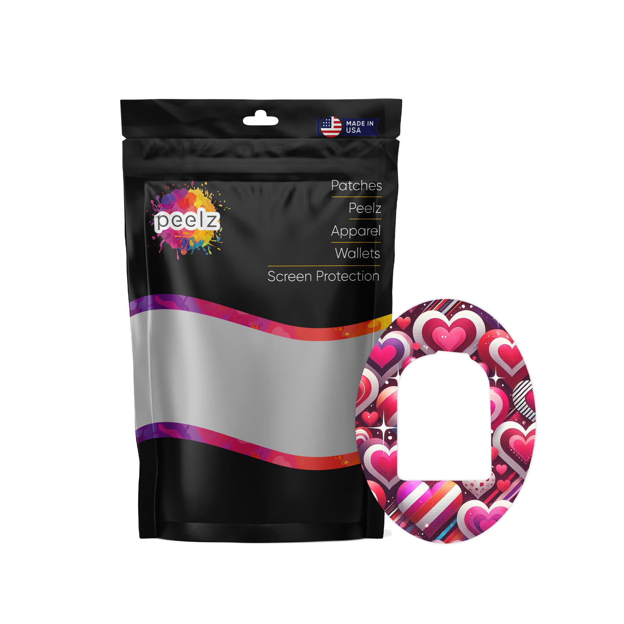 Sparkly Hearts Pod Patch Tape - Pump Peelz