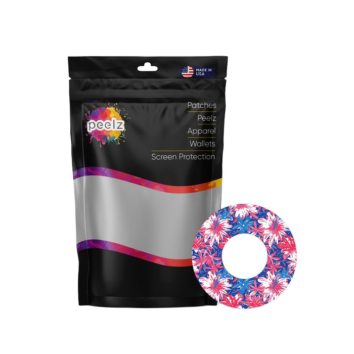 Patriotic Flowers Patch Patch Tape Designed for the FreeStyle Libre 2-Pump Peelz