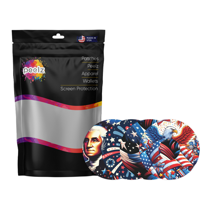 Patriotic Variety Pack Patch Patch Tape Designed for the FreeStyle Libre 3-Pump Peelz