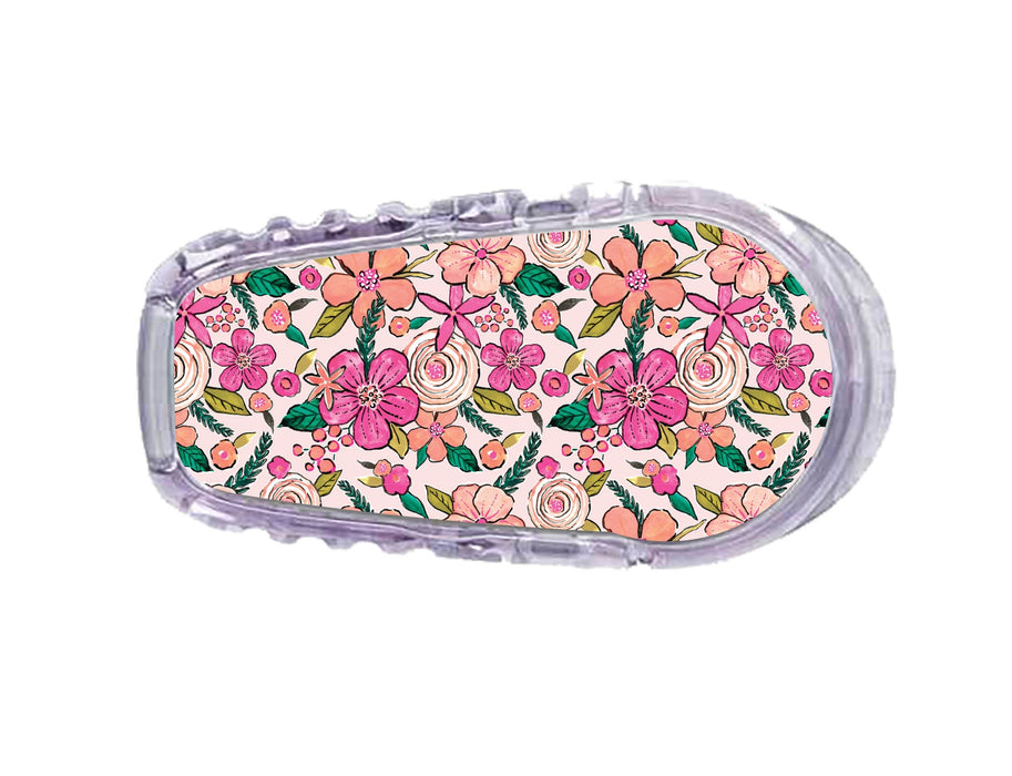 Peach Floral For Dexcom Transmitter Stickers Peelz